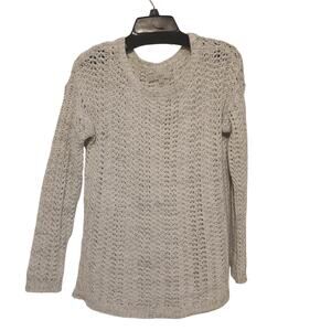 Soft Contrast – LOFT Loose Knit Sweater (M) | Cream + Gray Tones | Cozy Layers